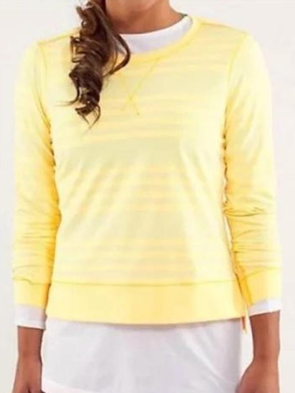 Lululemon Run: Warm Up Crew Long Sleeve Yellow Top
